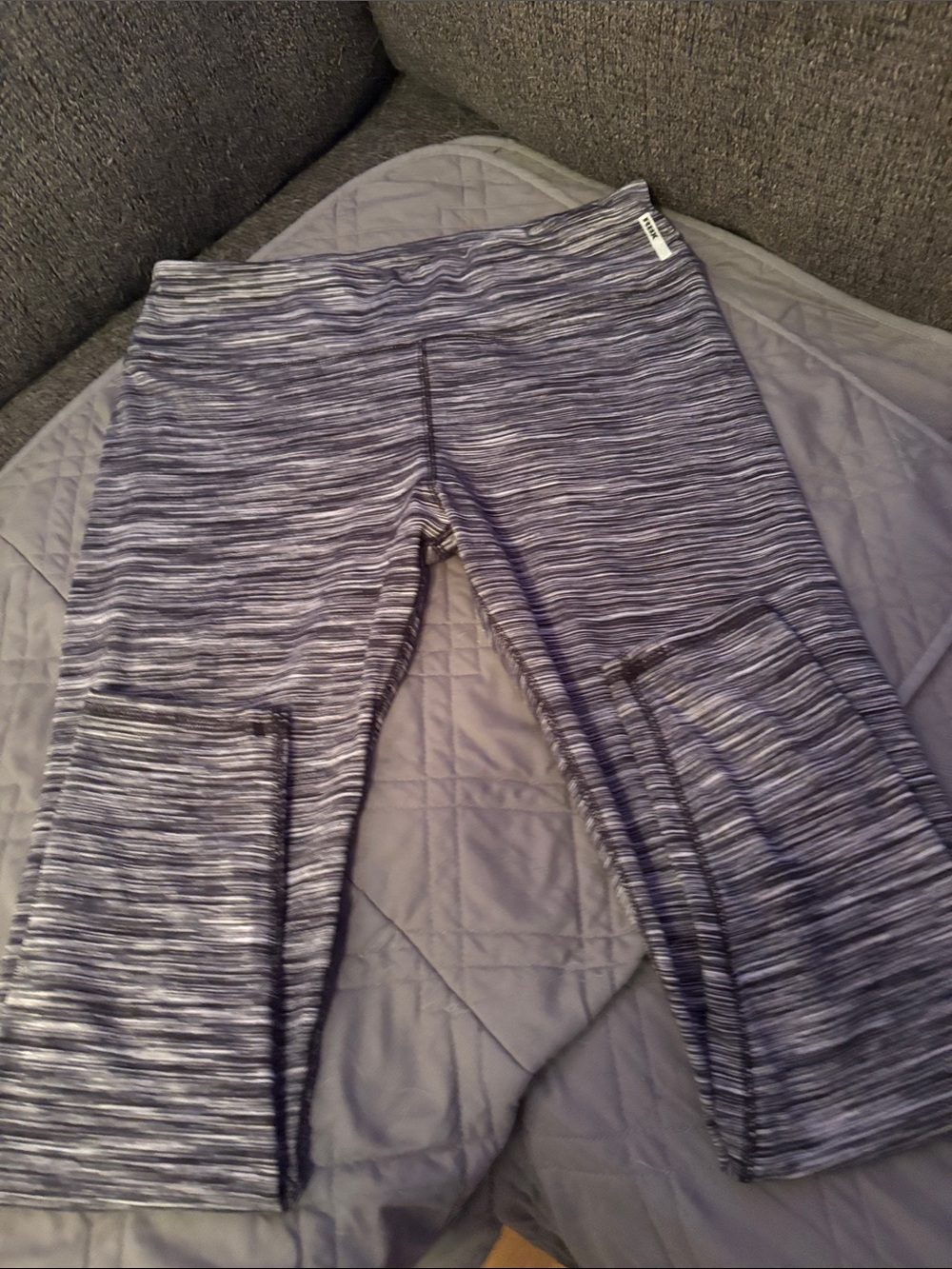 RBX Gray & White Space-Dye Capri Leggings